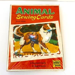 Vintage New in box Animal Sewing cards by Saalfield